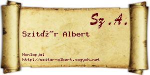Szitár Albert névjegykártya